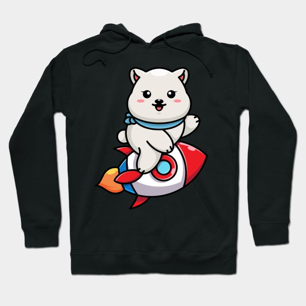 Cute polar bear riding rocket cartoon Hoodie by Wawadzgnstuff